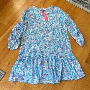 Lilly Pulitzer Blue Pink Paisley Long Sleeve Dress